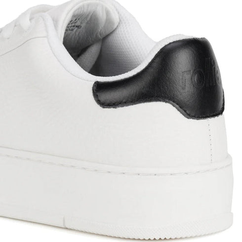 Rollies Womens Courtclub All White Black Leather Trainer